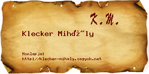 Klecker Mihály névjegykártya